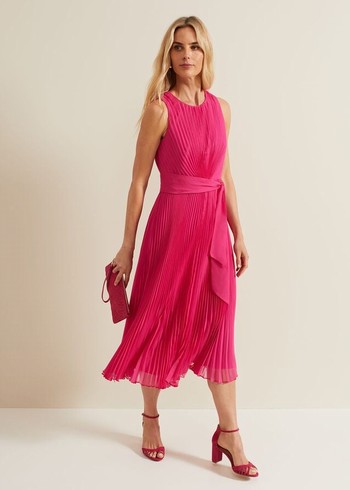 Phase Eight Simara Pleated Dress Pink Canada | GRIQDV-609